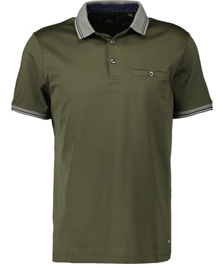 Polo uni mit Kontrastdetails, mercerisiert