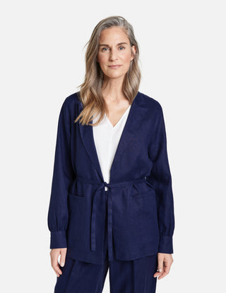 Lässiger Leinenblazer mit Taillenband