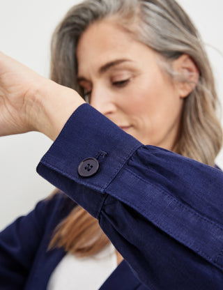 Lässiger Leinenblazer mit Taillenband