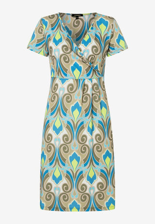 Jerseykleid  Ornament-Print  lime/khaki/blau