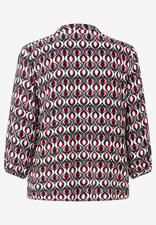 Viskosebluse  grafischer Print  marine/rot  Frühjahrs-Kollektion