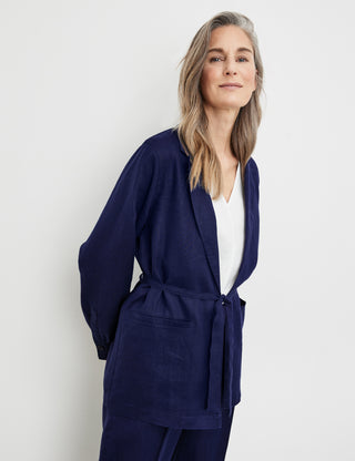 Lässiger Leinenblazer mit Taillenband