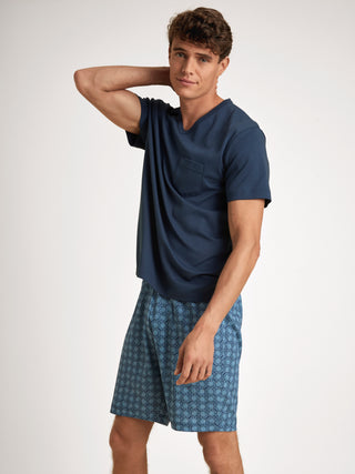 HERREN Pyjama kurz, insignia blue