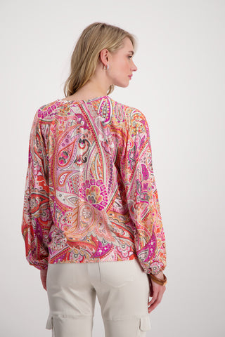 Bluse, apricot gemustert