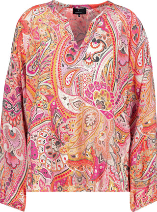 Bluse, apricot gemustert