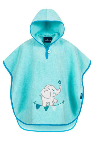 Morgenstern Badeponcho 1-3 Jahre, Luxus Baumwolle, Elefant, türkis