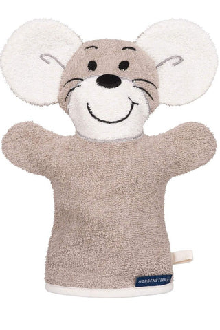 Morgenstern Waschfigur, reine Baumwolle, Maus, taupe