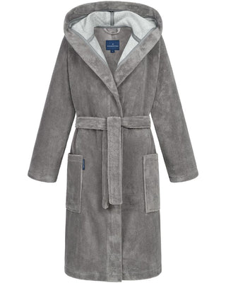 Morgenstern Bademantel Damen Kapuze, kurz, Multifaser, MILA, terra/graub., S