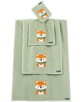 FUCHS Waschhandschuh - Farbe grün von Morgenstern – Kapuzentuch, Lätzchen oder Waschhandschuh für Babys
