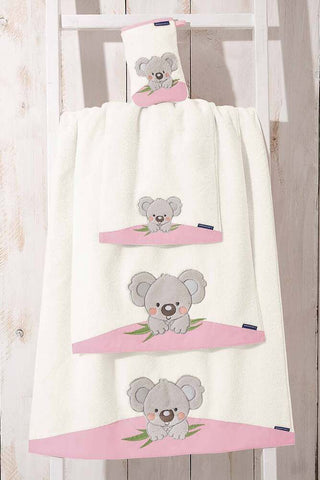 Kinderfrottier, reine Baumwolle, Koala, rosa