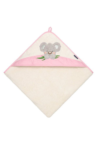 Kapuzenhandtuch 100x100, reine Baumwolle, Koala, rosa