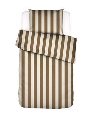 Essenza Minte Stripe Slate brown - Vanilla Bettwäsche 155 x 220 cm