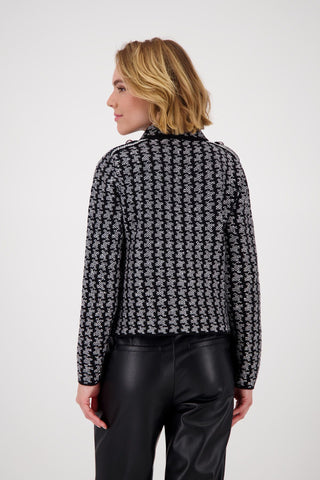 Strickjacke, ash grey melange gemustert
