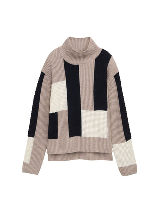 Loose Fit Strickpullover mit Colour Blocking