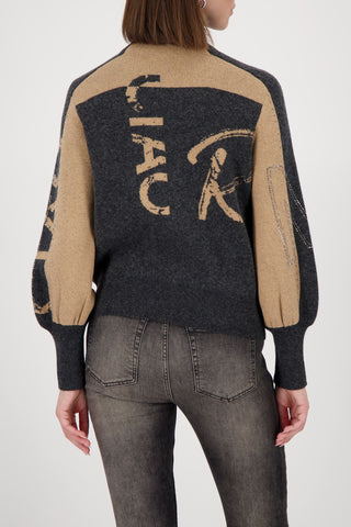 Strickjacke, anthra melange gemustert
