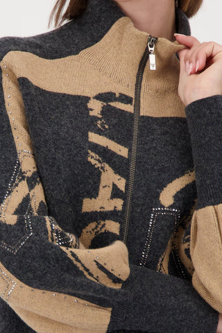 Strickjacke, anthra melange gemustert