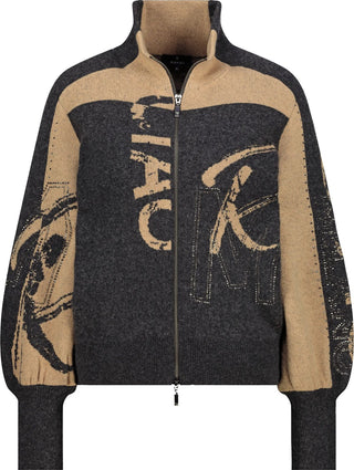 Strickjacke, anthra melange gemustert