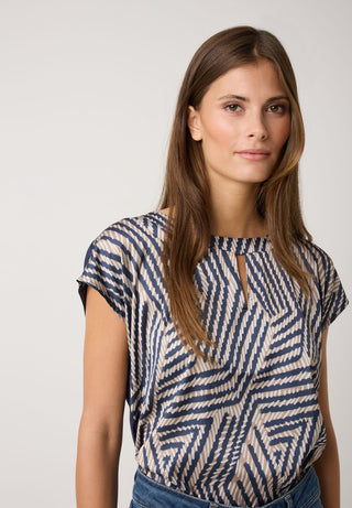 Satinfrontshirt mit Print