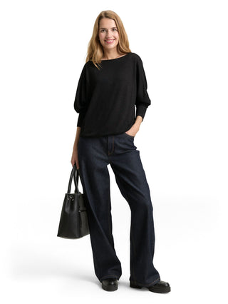 Loose Fit Langarmshirt mit Glitzer-Effekt