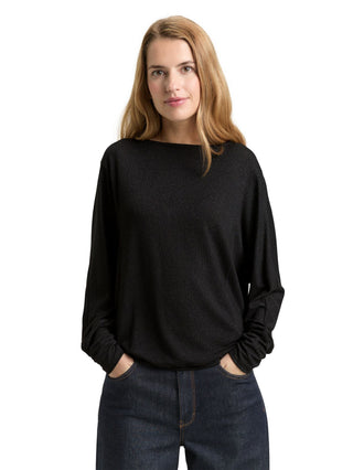 Loose Fit Langarmshirt mit Glitzer-Effekt