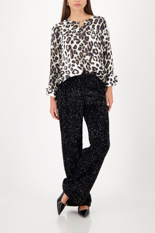 Bluse, schwarz gemustert