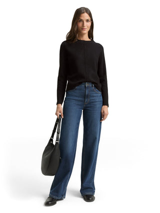 Cropped Strickpullover mit Stehkragen