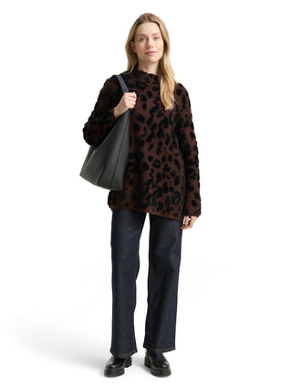 Oversize Strickpullover mit Leo-Muster