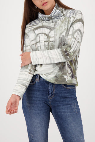Sweatshirt, sage gemustert