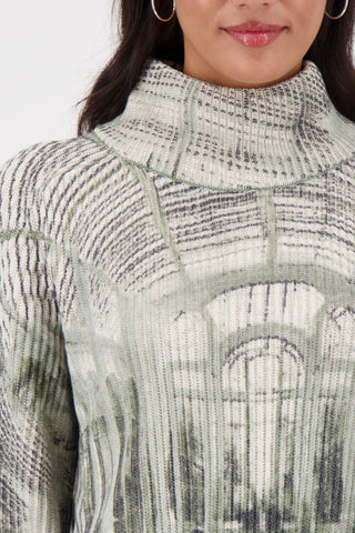 Pullover, sage gemustert