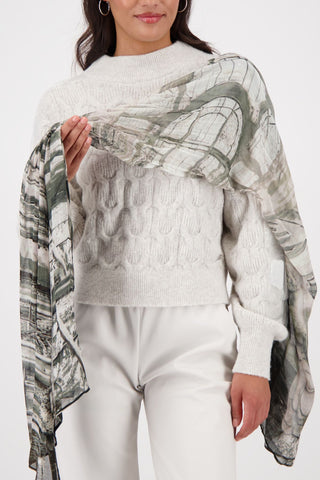 Schal, sage gemustert