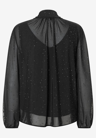Meshshirt mit Glitzersteinchen