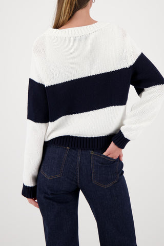 Pullover, marine gemustert