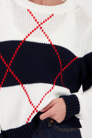 Pullover, marine gemustert