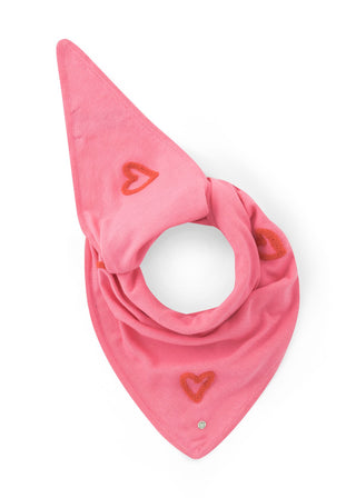 gestricktes Tuch aus weicher Baumwollmischung mit Herzstickereien