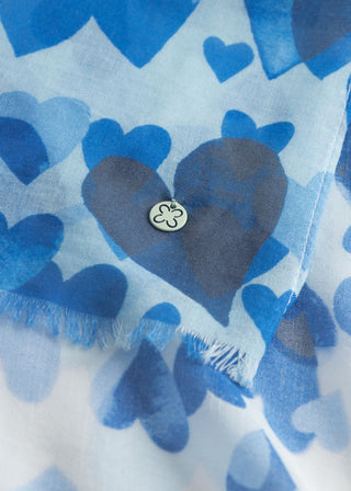 Schal aus feiner Modal-Baumwoll-Mischung mit gedrucktem Herzmuster