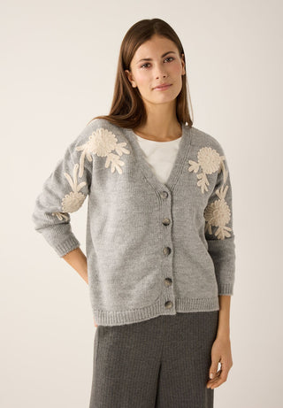 Strickjacke mit Blüten-Stick