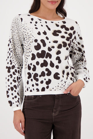 Pullover, dark chocolate gemustert