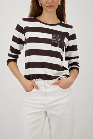 Sweatshirt, dark chocolate ringel