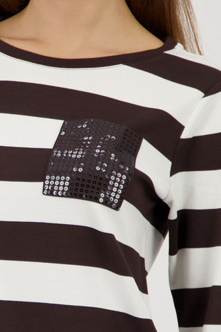 Sweatshirt, dark chocolate ringel