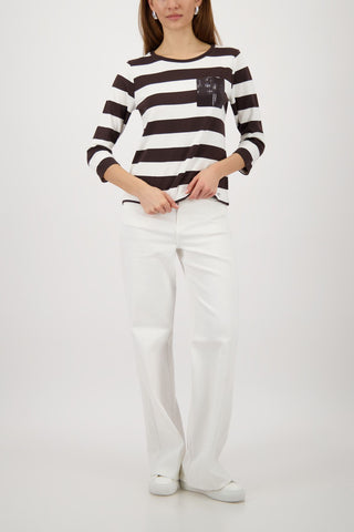 Sweatshirt, dark chocolate ringel