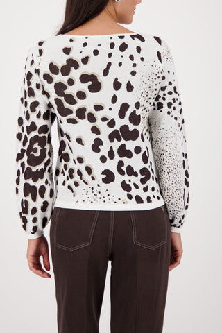 Pullover, dark chocolate gemustert