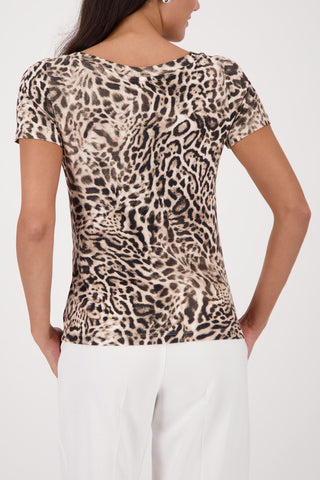 T-Shirt, dark chocolate gemustert