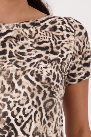 T-Shirt, dark chocolate gemustert