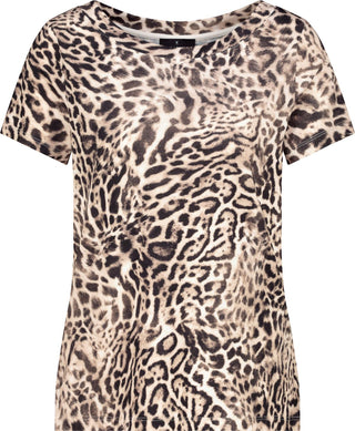T-Shirt, dark chocolate gemustert