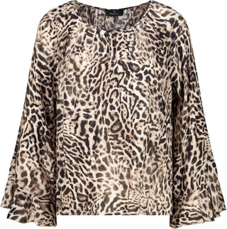 Bluse, dark chocolate gemustert