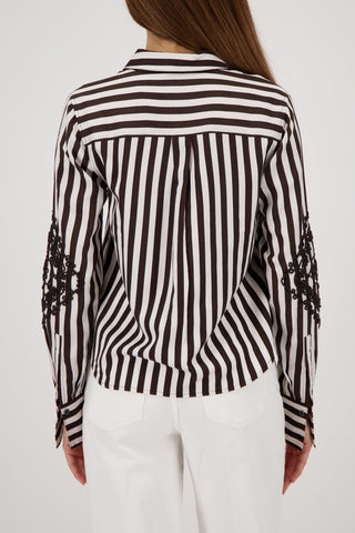 Bluse, dark chocolate ringel