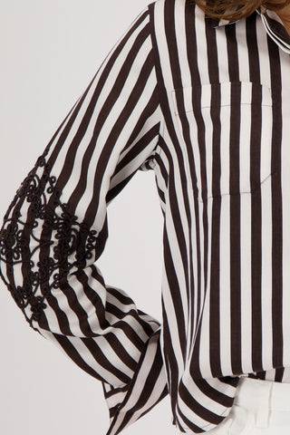 Bluse, dark chocolate ringel