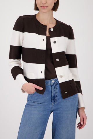 Strickjacke, dark chocolate ringel