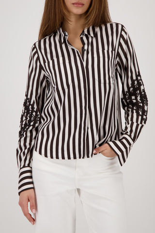 Bluse, dark chocolate ringel
