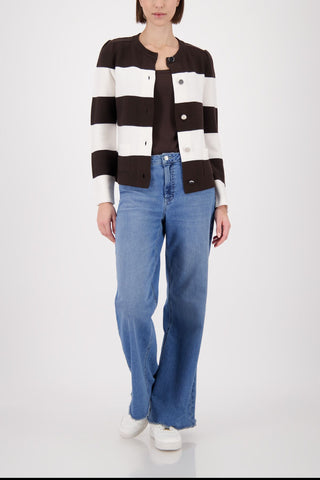 Strickjacke, dark chocolate ringel